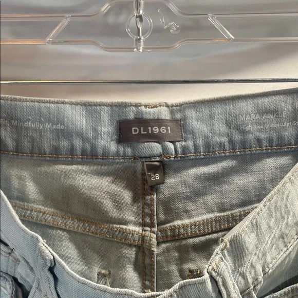 DL1961 Light Gray Boyfriend Jeans with Distressing